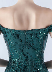 Off The Shoulder Tulle Sequin Mermaid Maxi Dresses