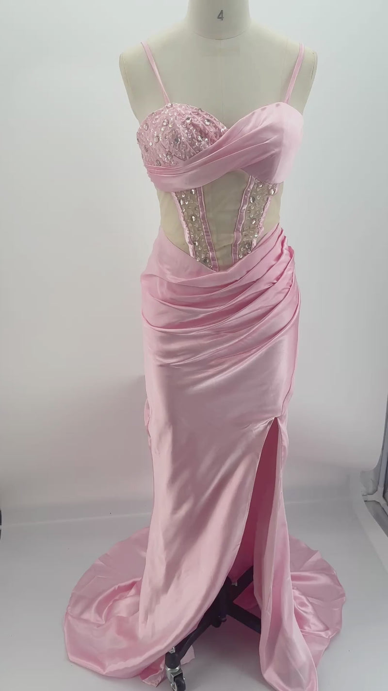The Princess Rhinestone Corset Satin Maxi | Prom & Formal