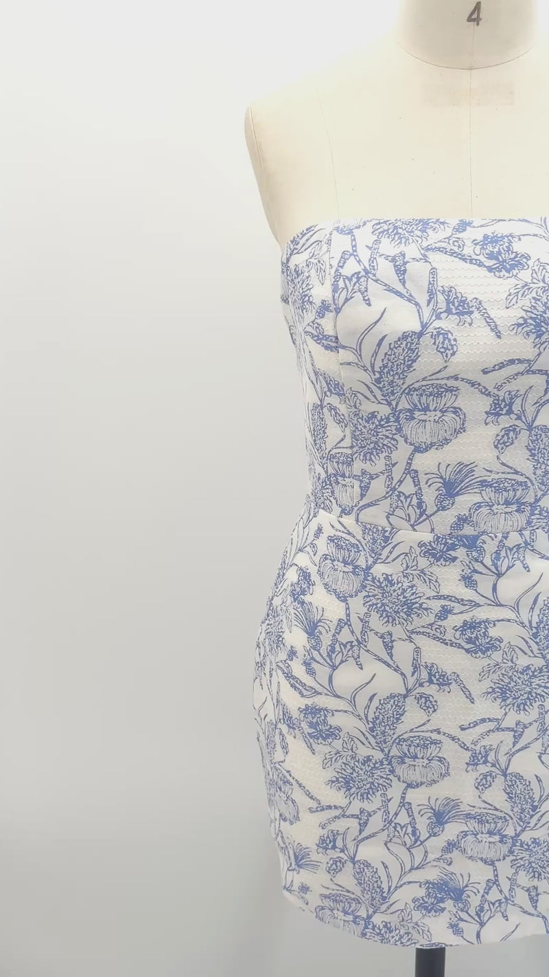 The Coastal Cutie Blue Floral Strapless Mini | HoCo & Rush