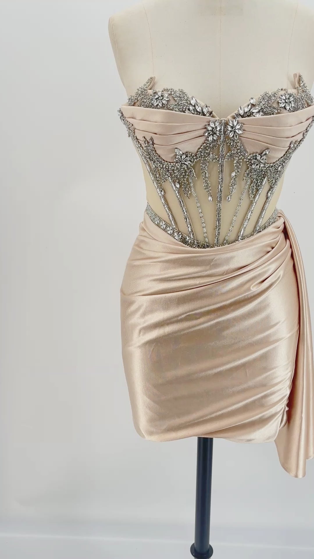 The Y2K Baddie Rhinestone Corset Satin Mini | Prom & HoCo