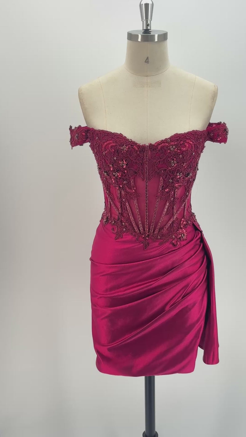 Old Hollywood Glam Sequin Corset Satin Mini | Prom & HoCo