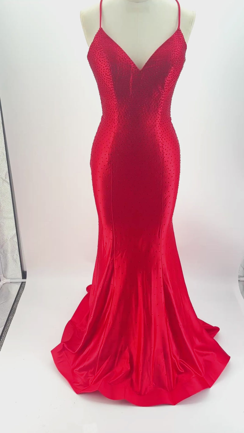 The Old Hollywood Rhinestone Satin Mermaid Dress | Prom & HoCo