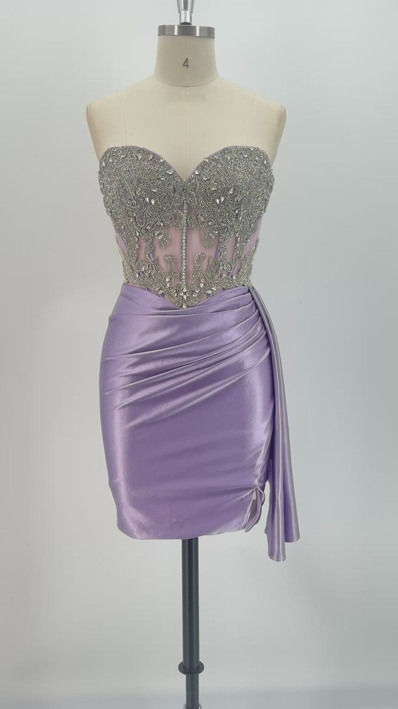 The Glam Rhinestone Corset Satin Mini | Prom & HoCo
