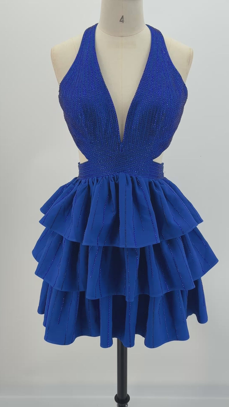 The Pop Princess Rhinestone Tiered Mini Dress | Homecoming & Party