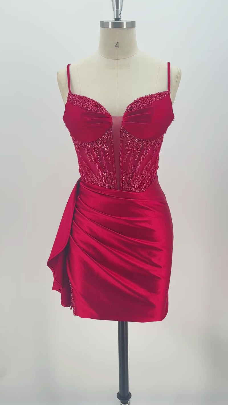 The Glam Sequin Corset Satin Mini | Prom & HoCo