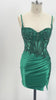 The Emerald Glam Lace Corset Satin Mini | HoCo & Prom