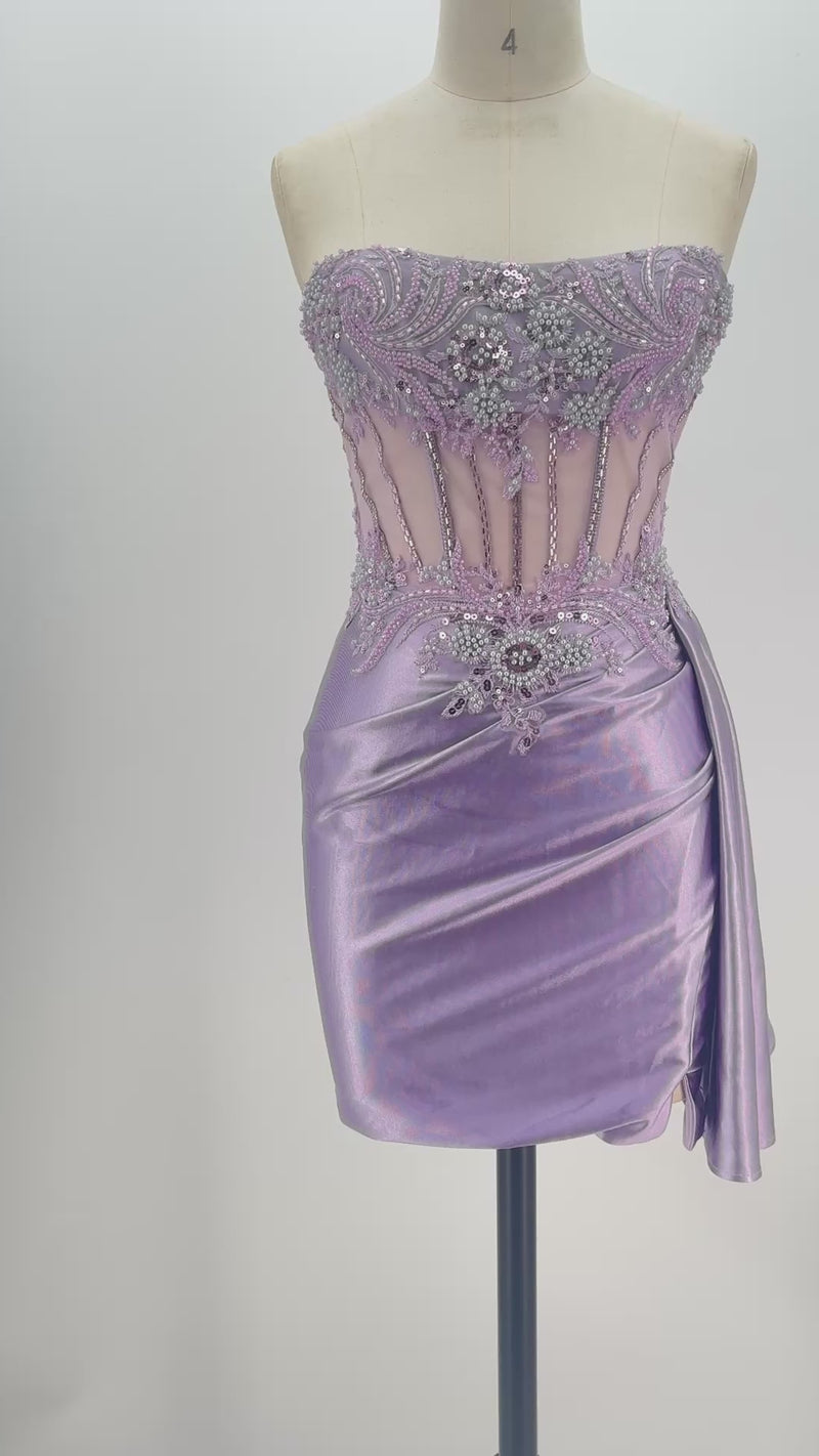 The Y2K Dream Beaded Corset Satin Mini | Prom & HoCo