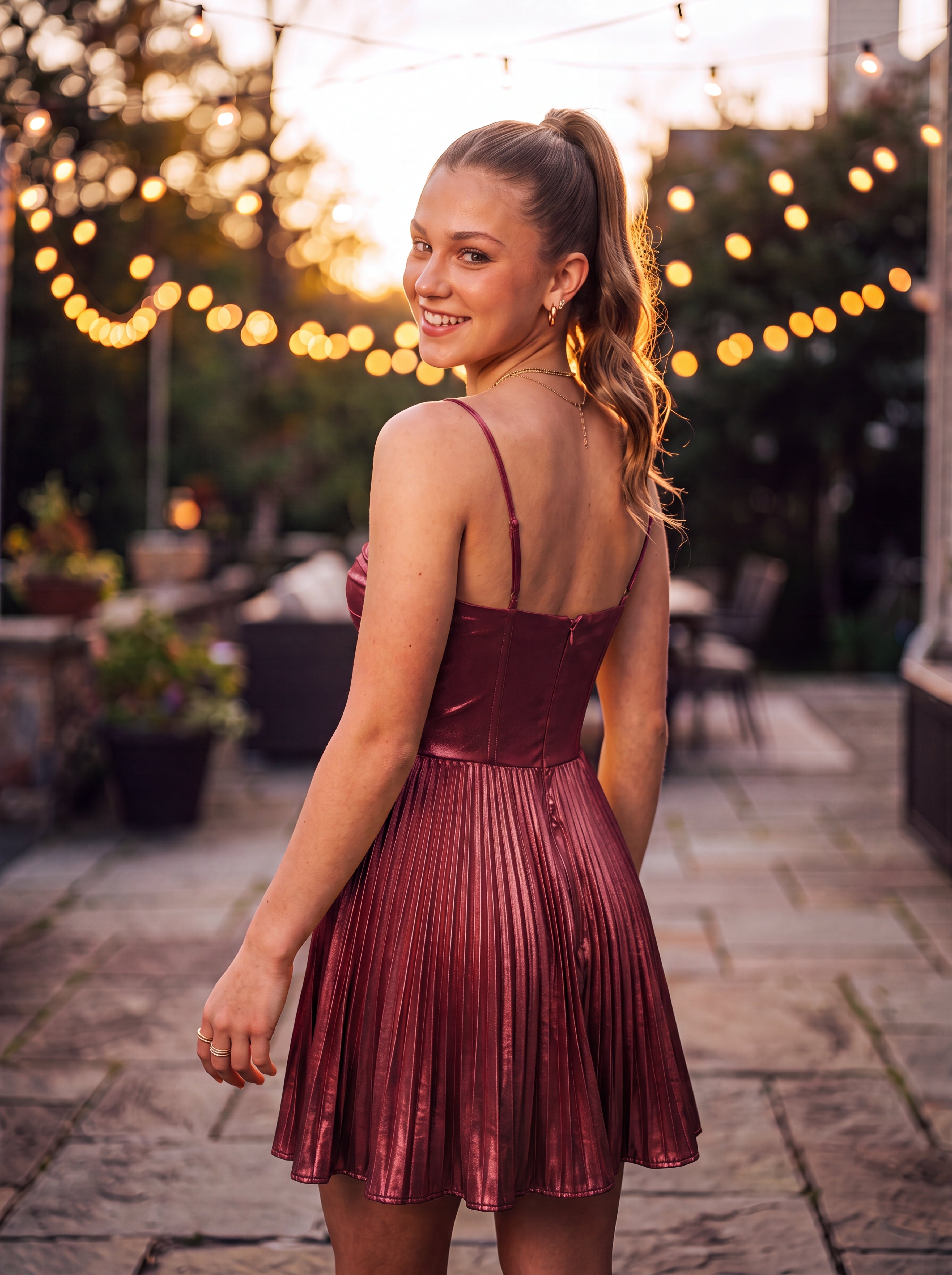 A-line Sweetheart Short Metallic Mini Dress