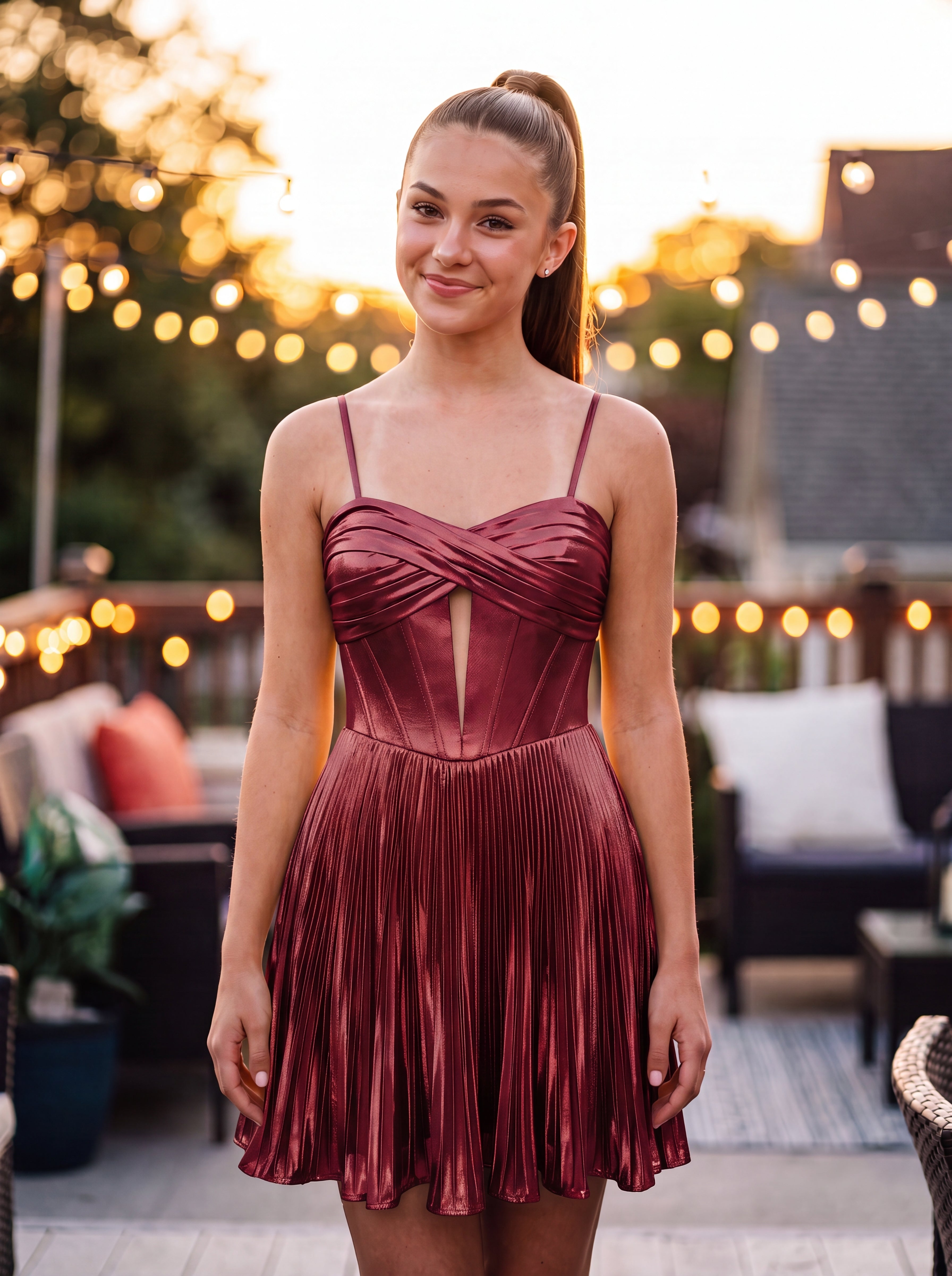 A-line Sweetheart Short Metallic Mini Dress